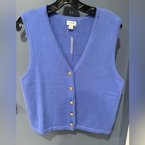 J. Crew Emilie Sweater Vest gold buttons large indigo/purple